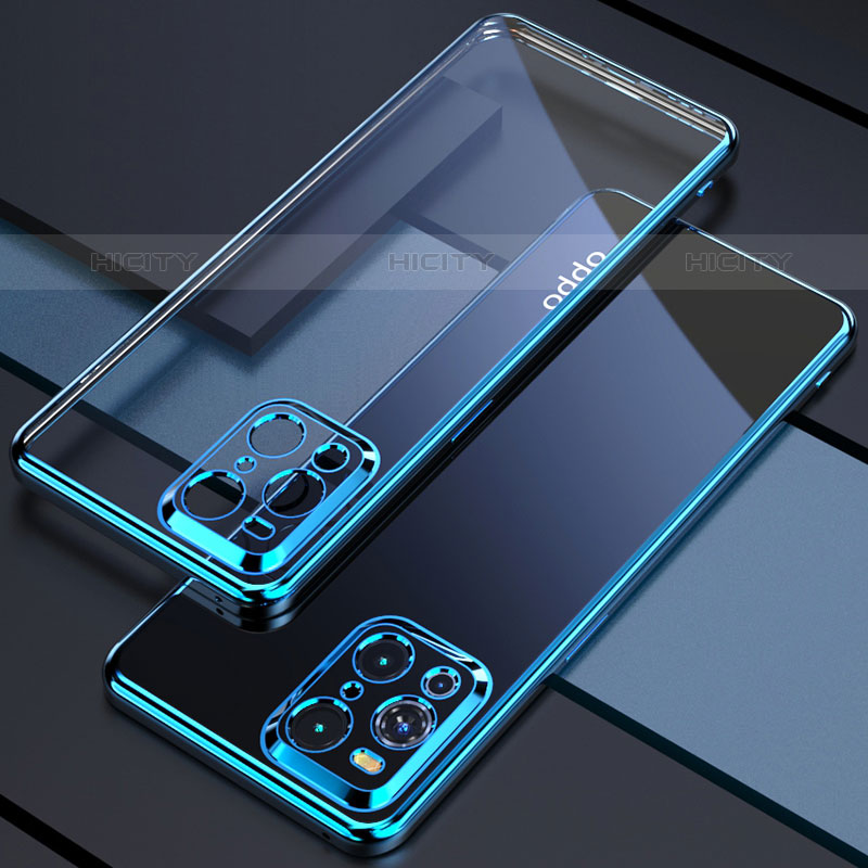 Silikon Schutzhülle Ultra Dünn Flexible Tasche Durchsichtig Transparent H03 für Oppo Find X3 Pro 5G Blau