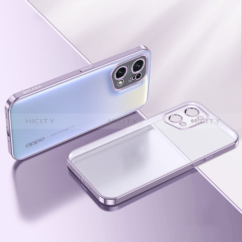 Silikon Schutzhülle Ultra Dünn Flexible Tasche Durchsichtig Transparent H03 für Oppo Find X5 5G Violett Plus