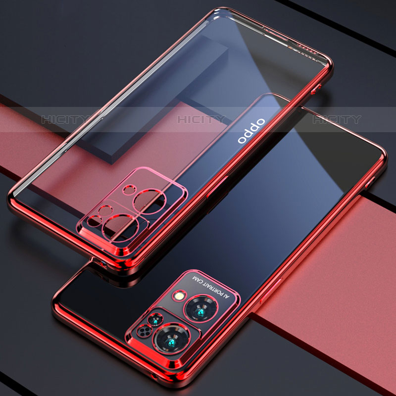 Silikon Schutzhülle Ultra Dünn Flexible Tasche Durchsichtig Transparent H03 für Oppo Reno7 Pro 5G Rot