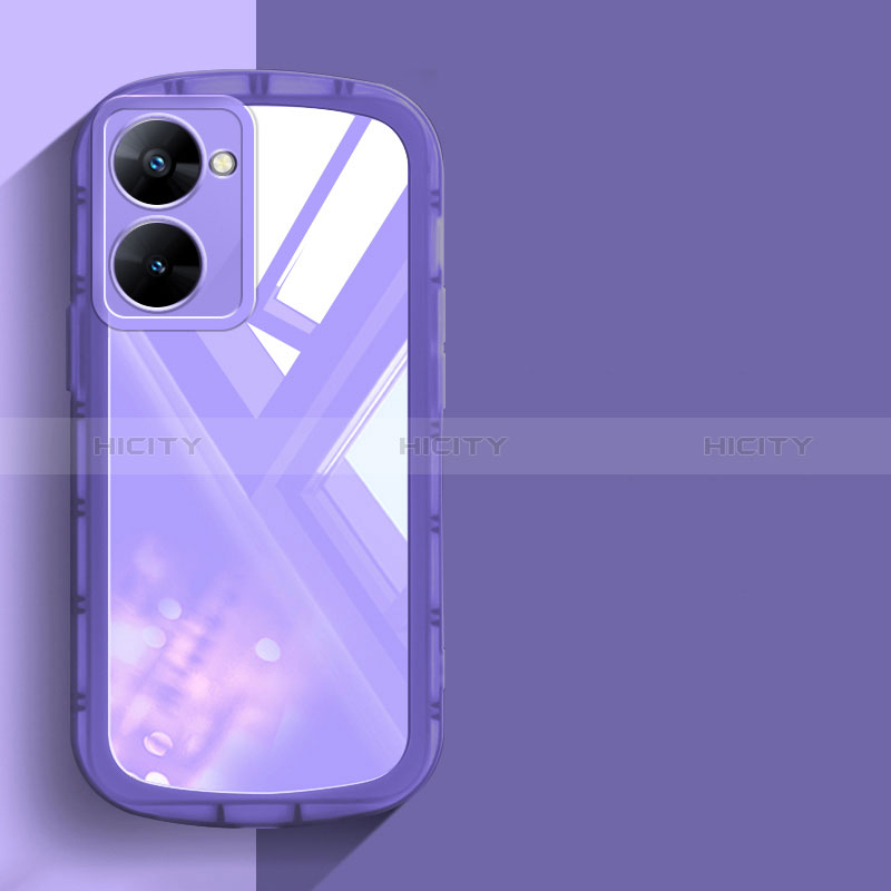 Silikon Schutzhülle Ultra Dünn Flexible Tasche Durchsichtig Transparent H03 für Realme V20 5G Violett Plus