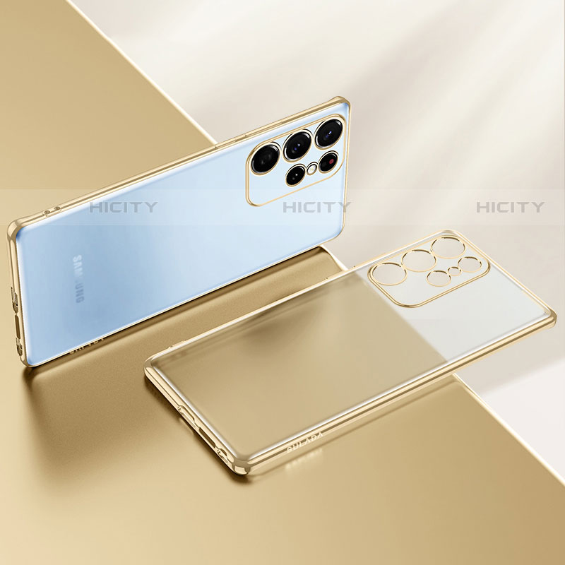 Silikon Schutzhülle Ultra Dünn Flexible Tasche Durchsichtig Transparent H03 für Samsung Galaxy S23 Ultra 5G Gold Plus