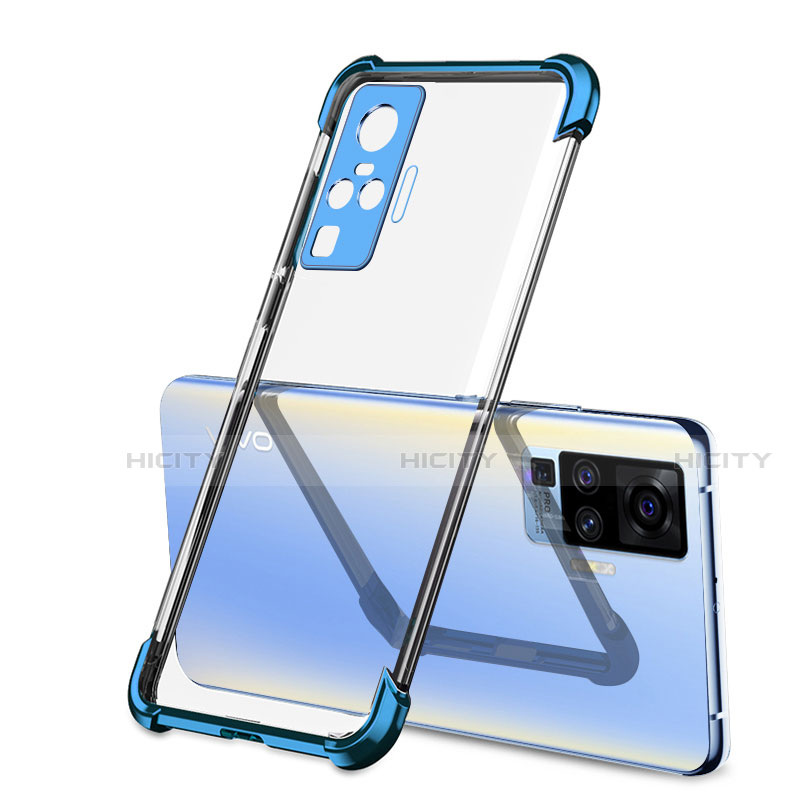 Silikon Schutzhülle Ultra Dünn Flexible Tasche Durchsichtig Transparent H03 für Vivo X50 Pro 5G Blau Plus