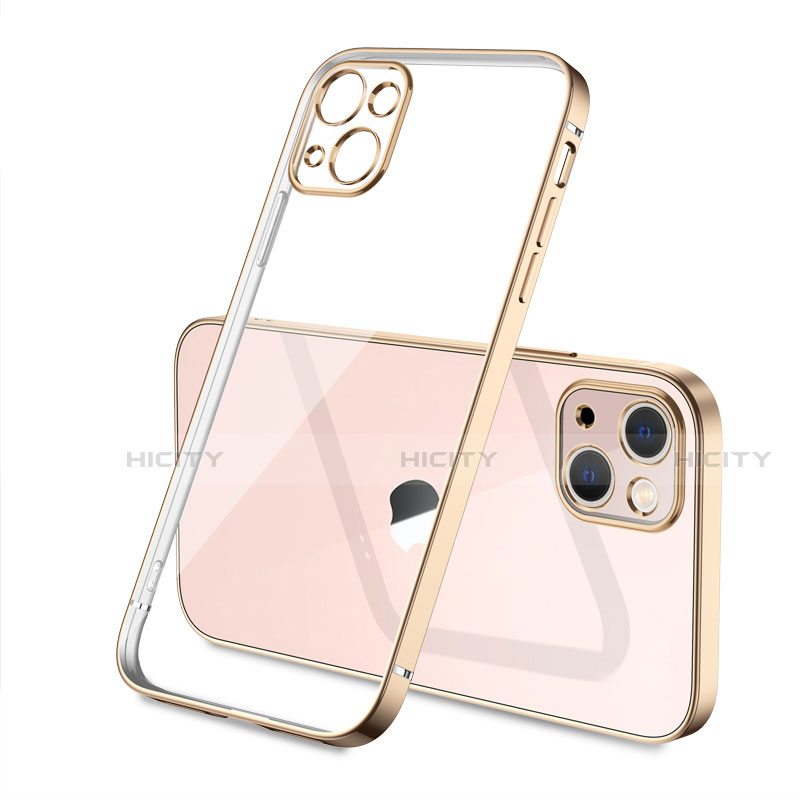 Silikon Schutzhülle Ultra Dünn Flexible Tasche Durchsichtig Transparent H04 für Apple iPhone 13 Gold