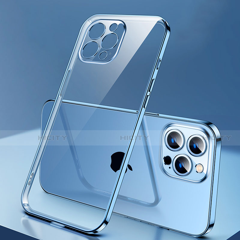 Silikon Schutzhülle Ultra Dünn Flexible Tasche Durchsichtig Transparent H04 für Apple iPhone 13 Pro Max Blau Plus