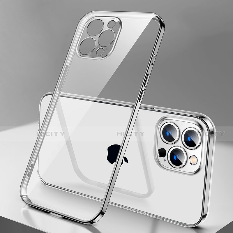 Silikon Schutzhülle Ultra Dünn Flexible Tasche Durchsichtig Transparent H04 für Apple iPhone 14 Pro Max Silber Plus