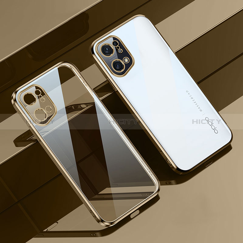 Silikon Schutzhülle Ultra Dünn Flexible Tasche Durchsichtig Transparent H04 für Oppo Find X5 5G Gold