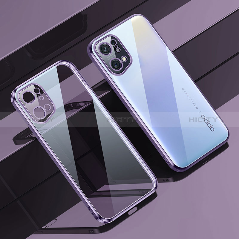 Silikon Schutzhülle Ultra Dünn Flexible Tasche Durchsichtig Transparent H04 für Oppo Find X5 5G Violett