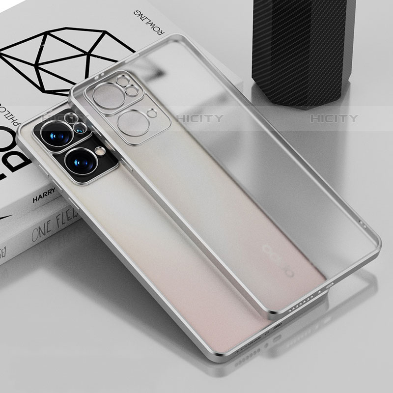 Silikon Schutzhülle Ultra Dünn Flexible Tasche Durchsichtig Transparent H04 für Oppo Reno7 Pro 5G Silber