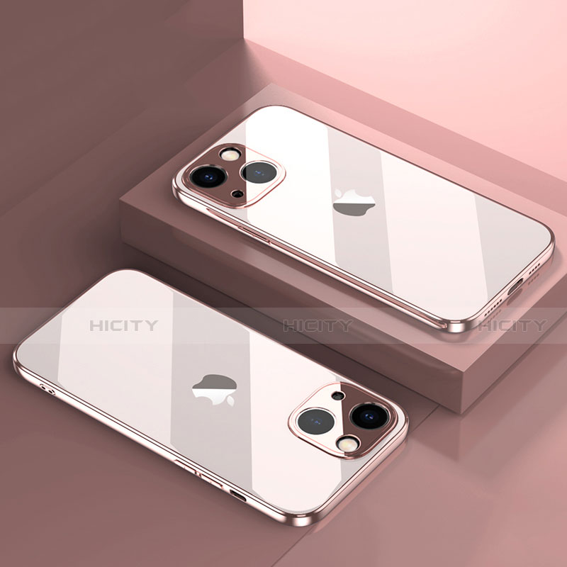 Silikon Schutzhülle Ultra Dünn Flexible Tasche Durchsichtig Transparent H05 für Apple iPhone 14 Plus Rosegold Plus