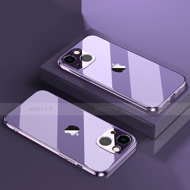 Silikon Schutzhülle Ultra Dünn Flexible Tasche Durchsichtig Transparent H05 für Apple iPhone 14 Violett