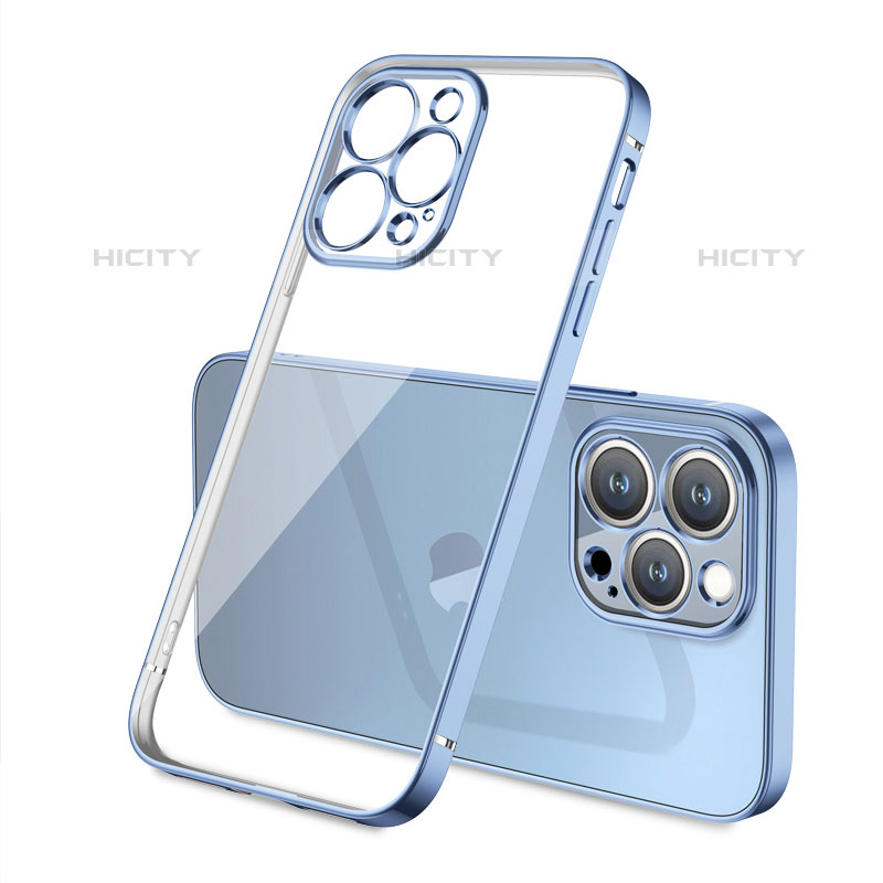 Silikon Schutzhülle Ultra Dünn Flexible Tasche Durchsichtig Transparent H05 für Apple iPhone 15 Pro Max Blau