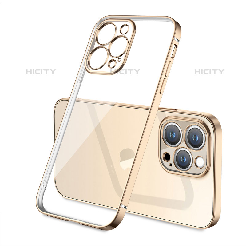 Silikon Schutzhülle Ultra Dünn Flexible Tasche Durchsichtig Transparent H05 für Apple iPhone 15 Pro Max Gold Plus
