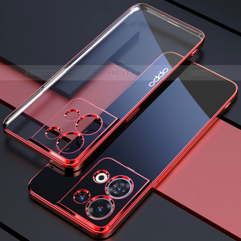 Silikon Schutzhülle Ultra Dünn Flexible Tasche Durchsichtig Transparent H05 für Oppo Reno8 Pro+ Plus 5G Rot