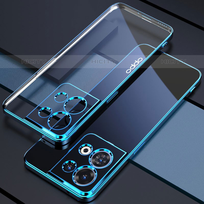 Silikon Schutzhülle Ultra Dünn Flexible Tasche Durchsichtig Transparent H05 für Oppo Reno9 Pro 5G Blau