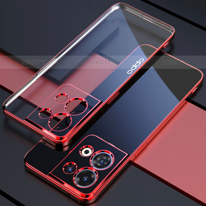 Silikon Schutzhülle Ultra Dünn Flexible Tasche Durchsichtig Transparent H05 für Oppo Reno9 Pro 5G Rot