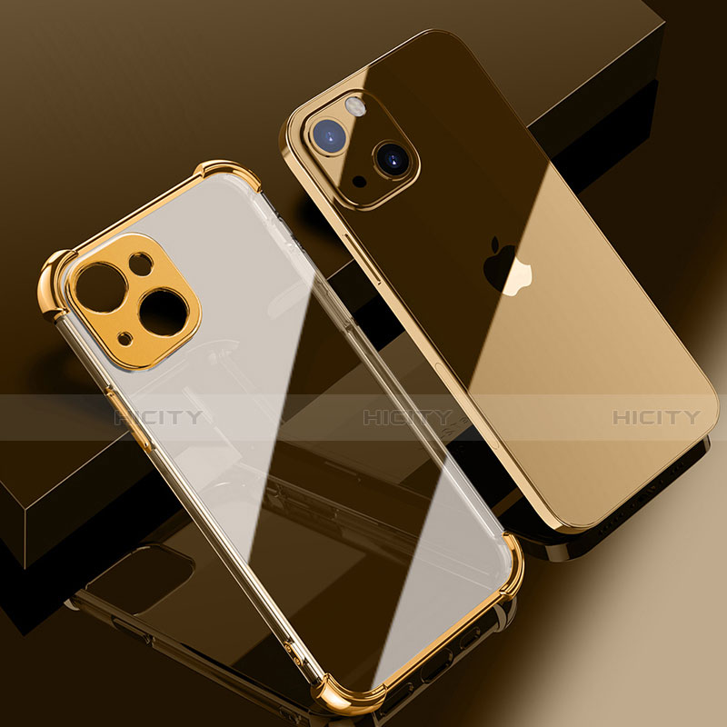 Silikon Schutzhülle Ultra Dünn Flexible Tasche Durchsichtig Transparent H06 für Apple iPhone 13 Gold