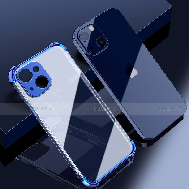 Silikon Schutzhülle Ultra Dünn Flexible Tasche Durchsichtig Transparent H06 für Apple iPhone 14 Plus Blau Plus