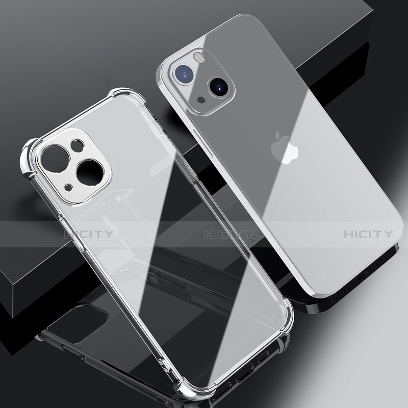 Silikon Schutzhülle Ultra Dünn Flexible Tasche Durchsichtig Transparent H06 für Apple iPhone 14 Silber