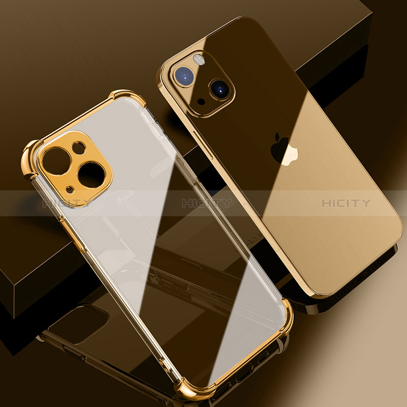 Silikon Schutzhülle Ultra Dünn Flexible Tasche Durchsichtig Transparent H06 für Apple iPhone 15 Gold Plus