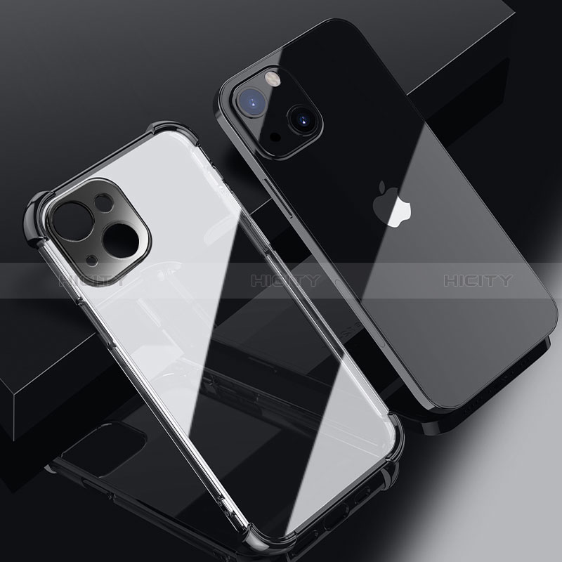 Silikon Schutzhülle Ultra Dünn Flexible Tasche Durchsichtig Transparent H06 für Apple iPhone 15 Schwarz Plus