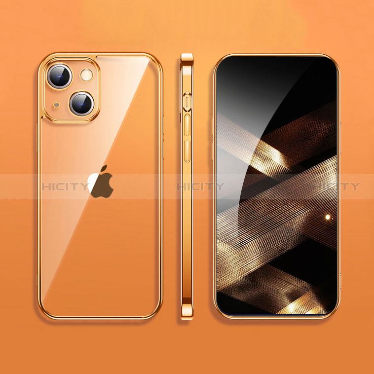 Silikon Schutzhülle Ultra Dünn Flexible Tasche Durchsichtig Transparent H09 für Apple iPhone 15 Gold