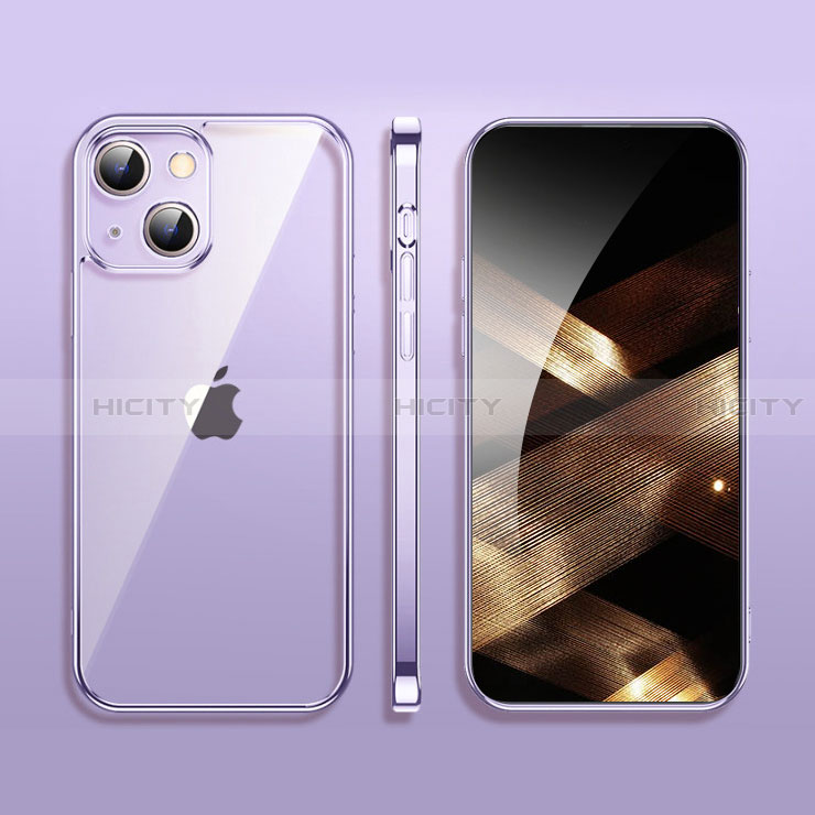 Silikon Schutzhülle Ultra Dünn Flexible Tasche Durchsichtig Transparent H09 für Apple iPhone 15 Violett