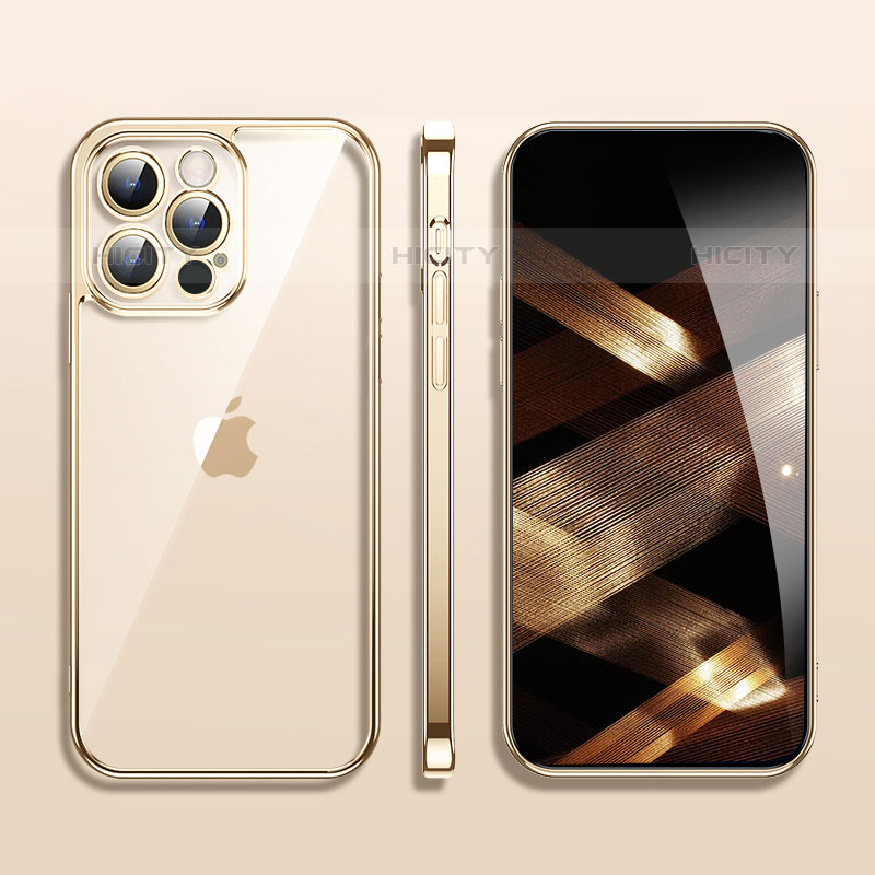 Silikon Schutzhülle Ultra Dünn Flexible Tasche Durchsichtig Transparent H09 für Apple iPhone 16 Pro Max Gold