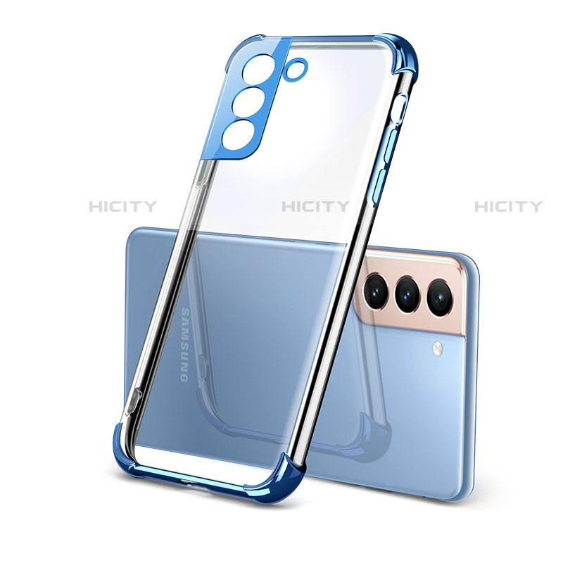 Silikon Schutzhülle Ultra Dünn Flexible Tasche Durchsichtig Transparent H09 für Samsung Galaxy S22 5G Blau