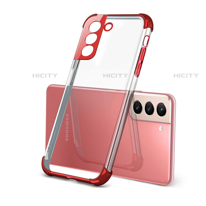 Silikon Schutzhülle Ultra Dünn Flexible Tasche Durchsichtig Transparent H09 für Samsung Galaxy S22 5G Rot