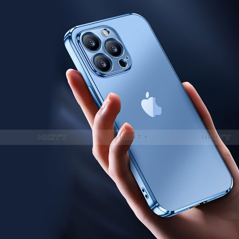 Silikon Schutzhülle Ultra Dünn Flexible Tasche Durchsichtig Transparent H10 für Apple iPhone 13 Pro Blau