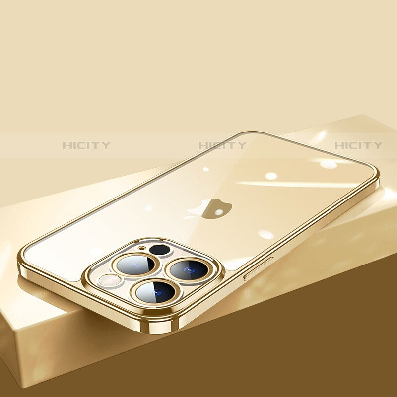 Silikon Schutzhülle Ultra Dünn Flexible Tasche Durchsichtig Transparent H12 für Apple iPhone 14 Pro Gold Plus