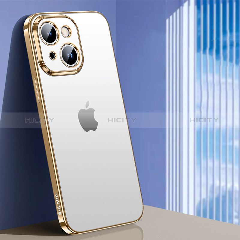 Silikon Schutzhülle Ultra Dünn Flexible Tasche Durchsichtig Transparent LD1 für Apple iPhone 14 Plus Gold Plus