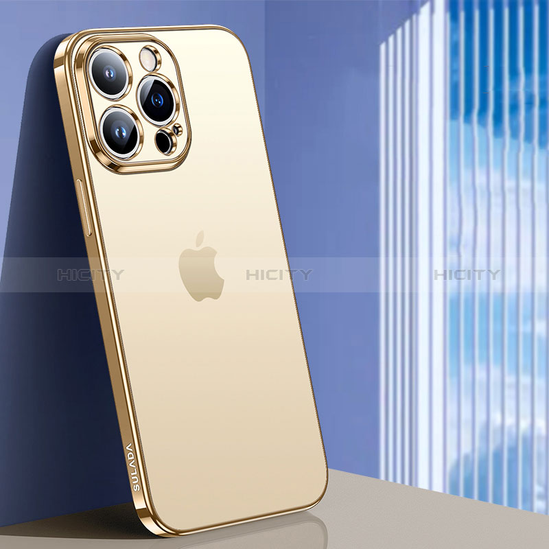 Silikon Schutzhülle Ultra Dünn Flexible Tasche Durchsichtig Transparent LD1 für Apple iPhone 14 Pro Gold Plus