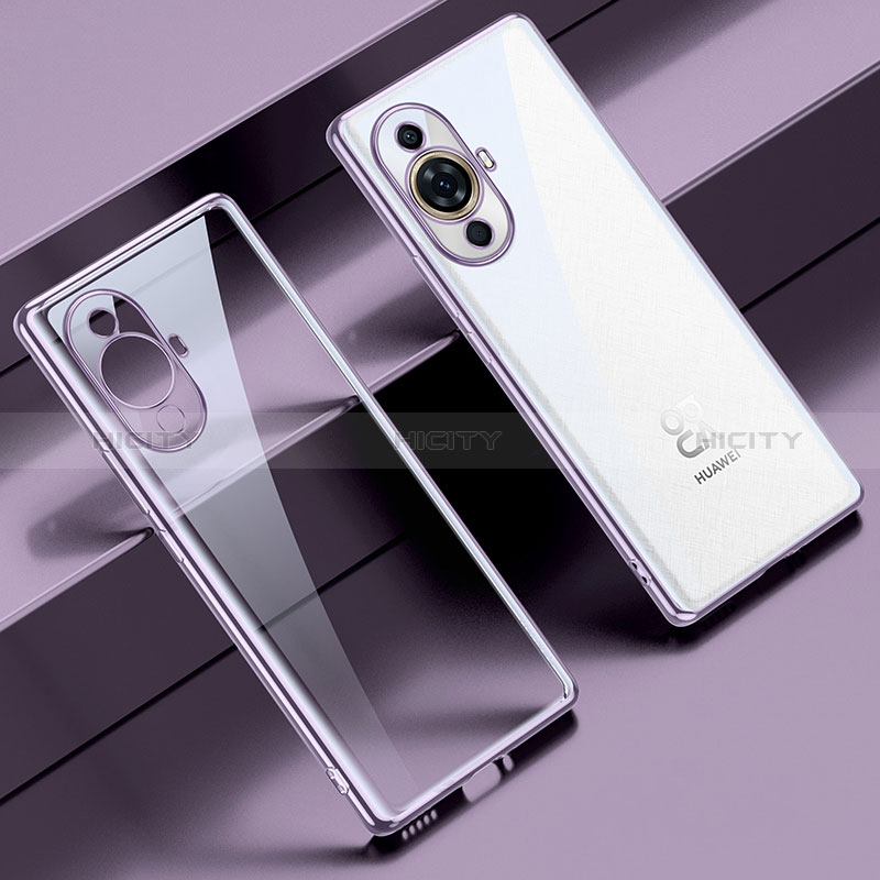 Silikon Schutzhülle Ultra Dünn Flexible Tasche Durchsichtig Transparent LD1 für Huawei Nova 11 Violett