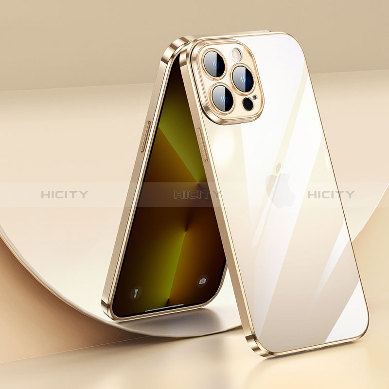 Silikon Schutzhülle Ultra Dünn Flexible Tasche Durchsichtig Transparent LD2 für Apple iPhone 13 Pro Gold