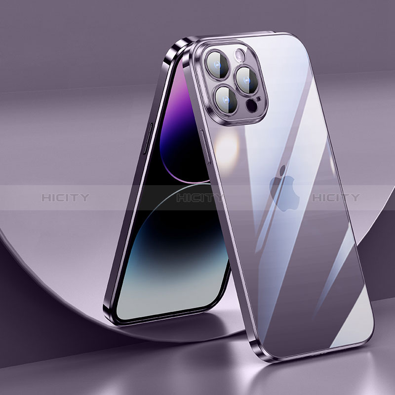 Silikon Schutzhülle Ultra Dünn Flexible Tasche Durchsichtig Transparent LD2 für Apple iPhone 13 Pro Max Violett