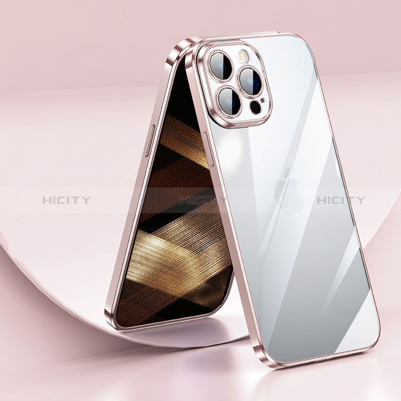 Silikon Schutzhülle Ultra Dünn Flexible Tasche Durchsichtig Transparent LD2 für Apple iPhone 14 Pro Rosegold Plus