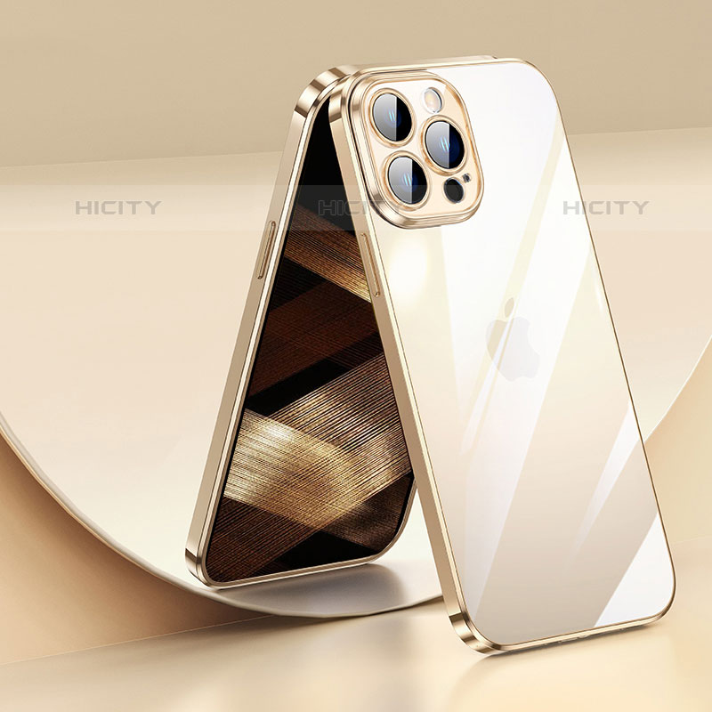 Silikon Schutzhülle Ultra Dünn Flexible Tasche Durchsichtig Transparent LD2 für Apple iPhone 15 Pro Gold