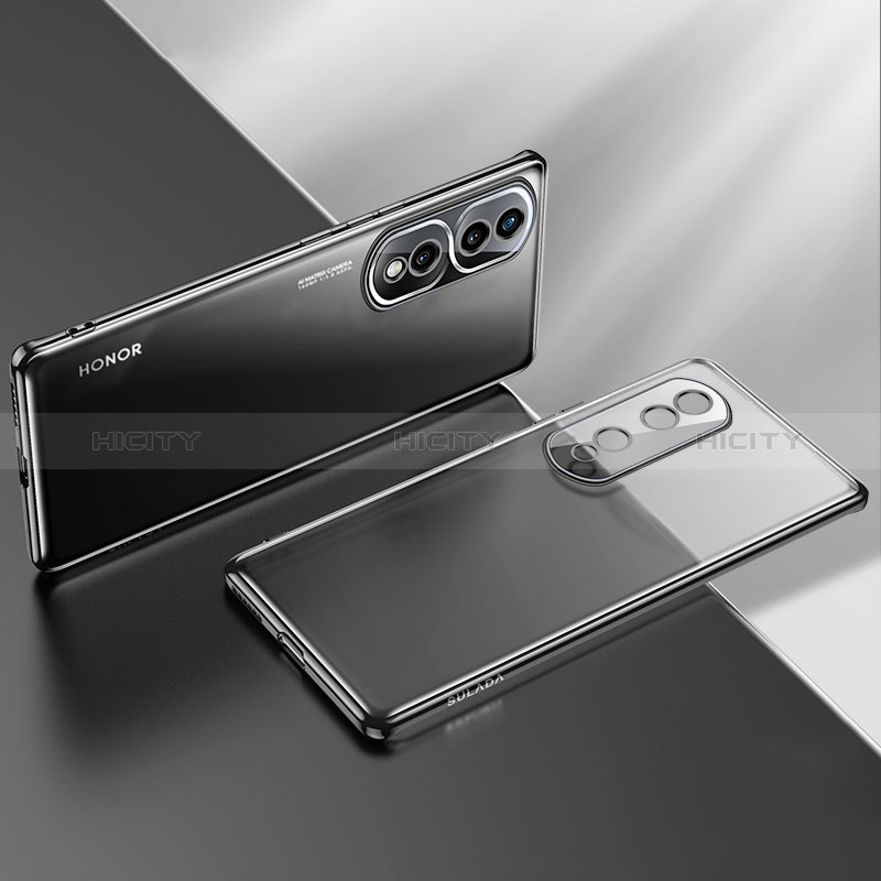 Silikon Schutzhülle Ultra Dünn Flexible Tasche Durchsichtig Transparent LD2 für Huawei Honor 80 Pro Flat 5G Schwarz