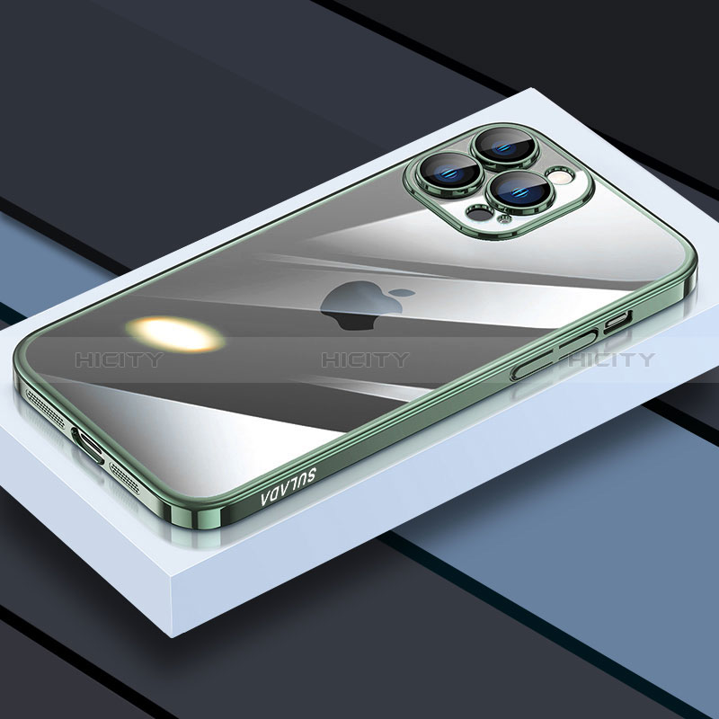 Silikon Schutzhülle Ultra Dünn Flexible Tasche Durchsichtig Transparent LD4 für Apple iPhone 14 Pro Grün Plus