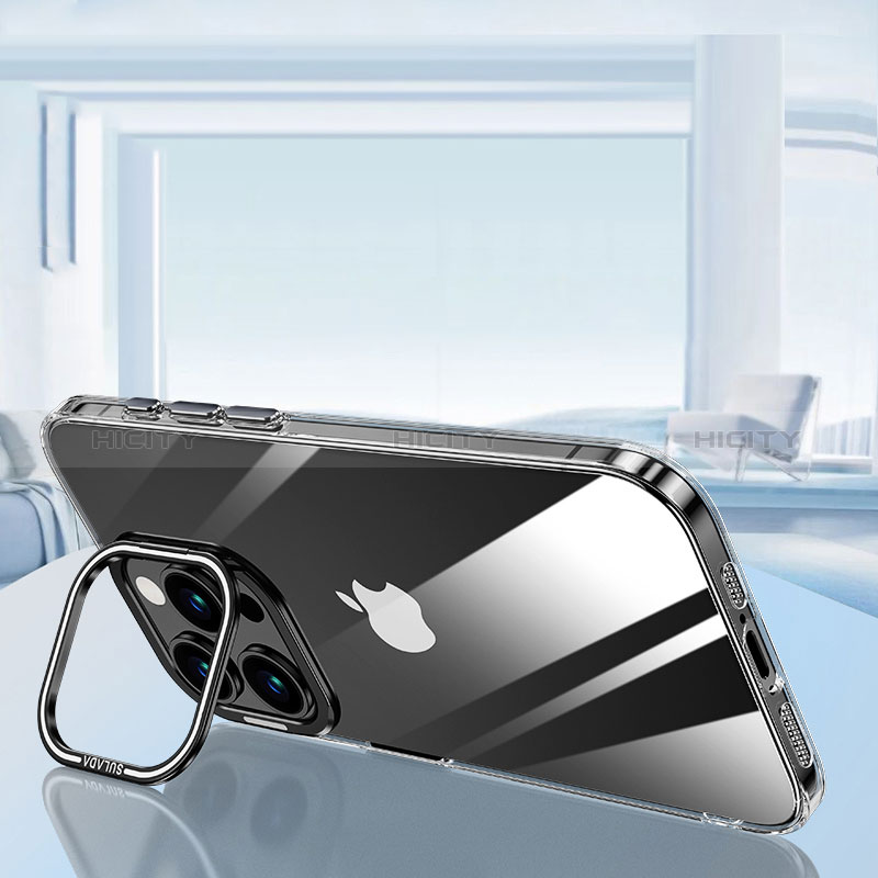Silikon Schutzhülle Ultra Dünn Flexible Tasche Durchsichtig Transparent LD6 für Apple iPhone 14 Pro Max Schwarz Plus
