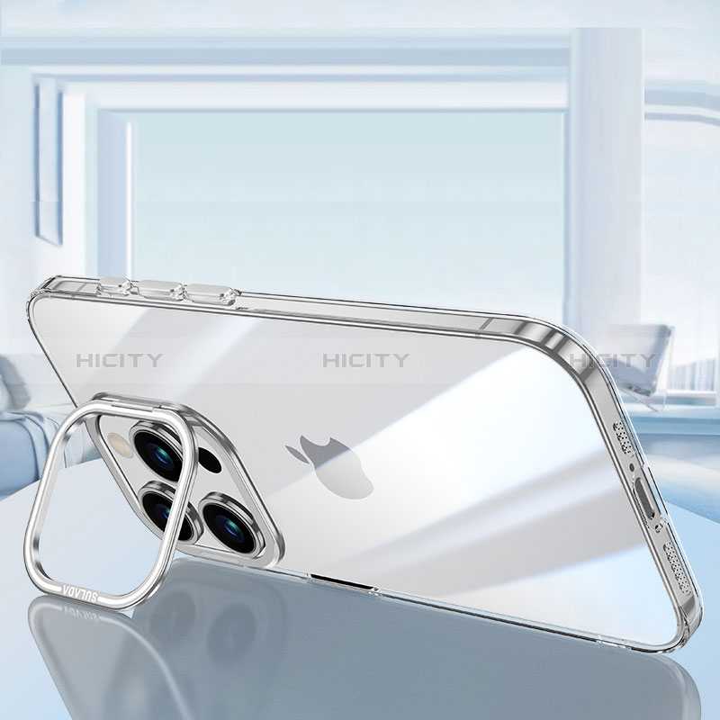 Silikon Schutzhülle Ultra Dünn Flexible Tasche Durchsichtig Transparent LD6 für Apple iPhone 14 Pro Silber Plus