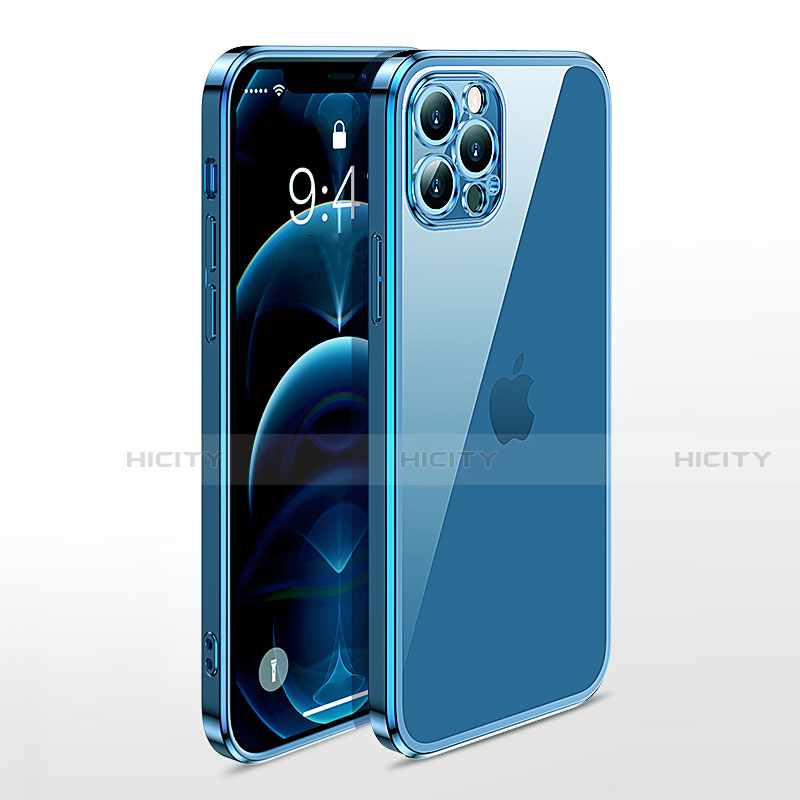 Silikon Schutzhülle Ultra Dünn Flexible Tasche Durchsichtig Transparent N01 für Apple iPhone 12 Pro Max Blau