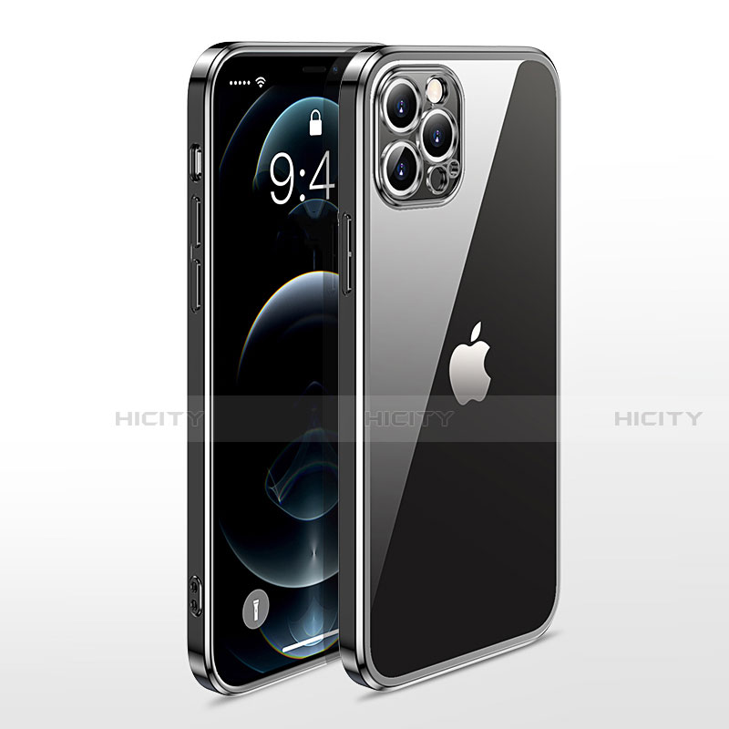 Silikon Schutzhülle Ultra Dünn Flexible Tasche Durchsichtig Transparent N01 für Apple iPhone 12 Pro Max Schwarz