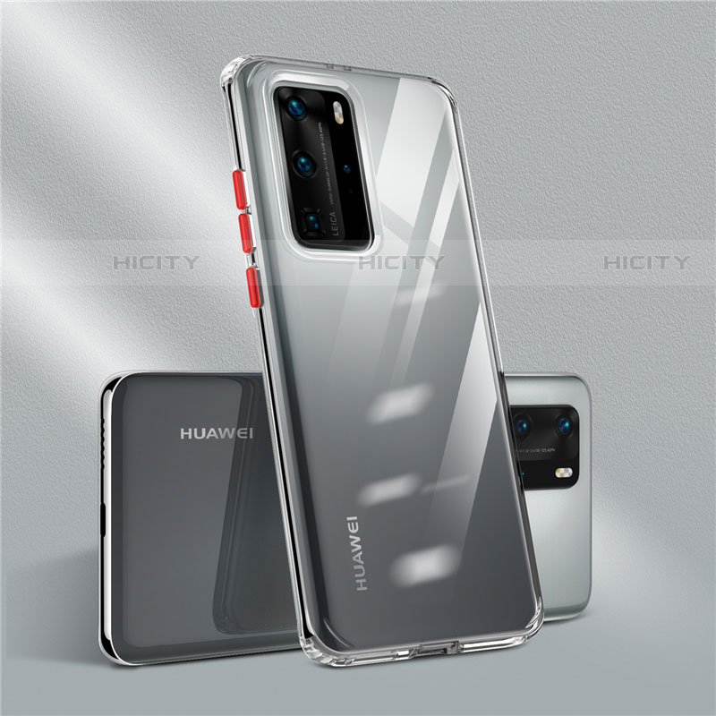 Silikon Schutzhülle Ultra Dünn Flexible Tasche Durchsichtig Transparent N01 für Huawei P40 Pro Rot