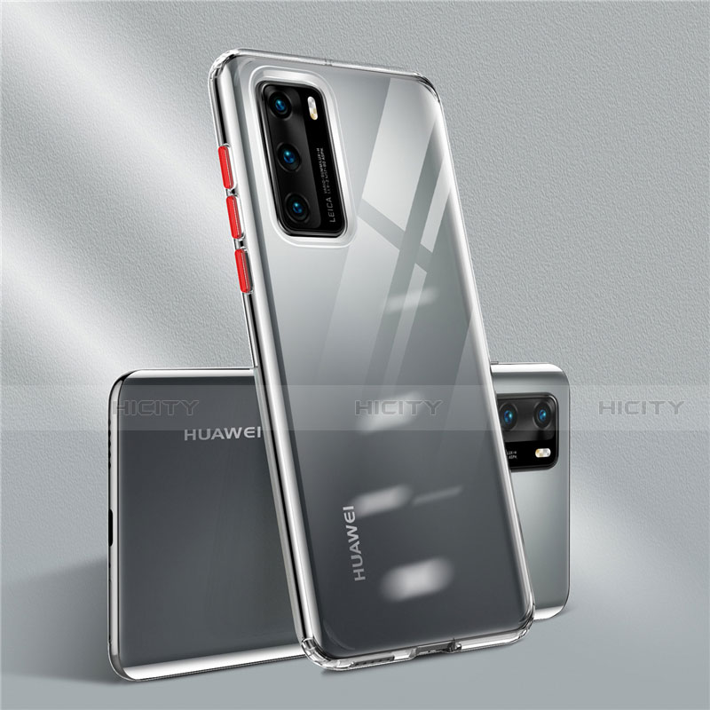 Silikon Schutzhülle Ultra Dünn Flexible Tasche Durchsichtig Transparent N01 für Huawei P40 Rot