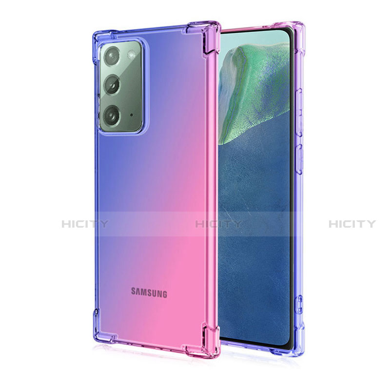 Silikon Schutzhülle Ultra Dünn Flexible Tasche Durchsichtig Transparent N01 für Samsung Galaxy Note 20 5G Blau