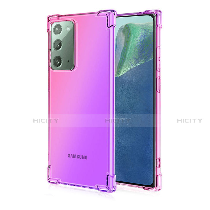 Silikon Schutzhülle Ultra Dünn Flexible Tasche Durchsichtig Transparent N01 für Samsung Galaxy Note 20 5G Rosa