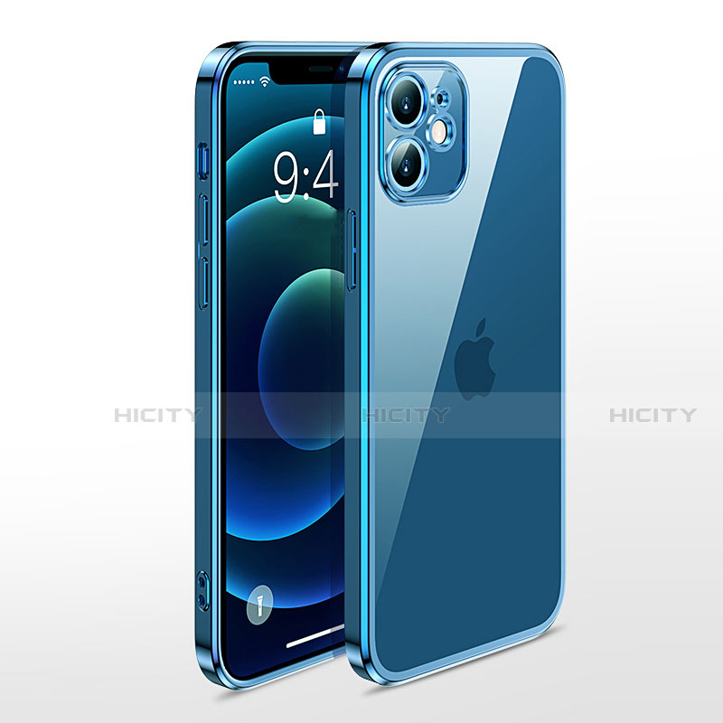 Silikon Schutzhülle Ultra Dünn Flexible Tasche Durchsichtig Transparent N04 für Apple iPhone 12 Blau