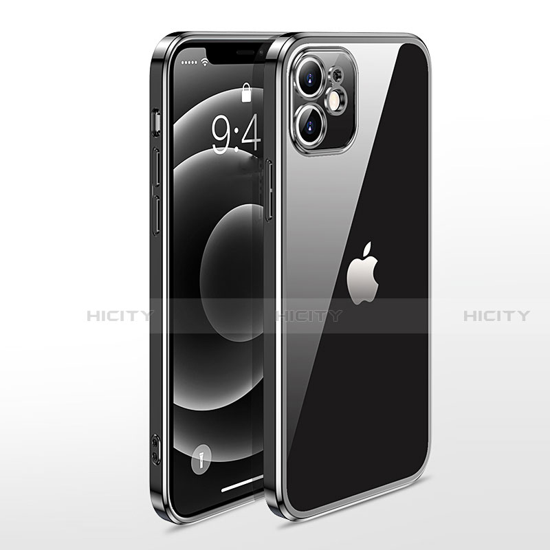 Silikon Schutzhülle Ultra Dünn Flexible Tasche Durchsichtig Transparent N04 für Apple iPhone 12 Mini Schwarz